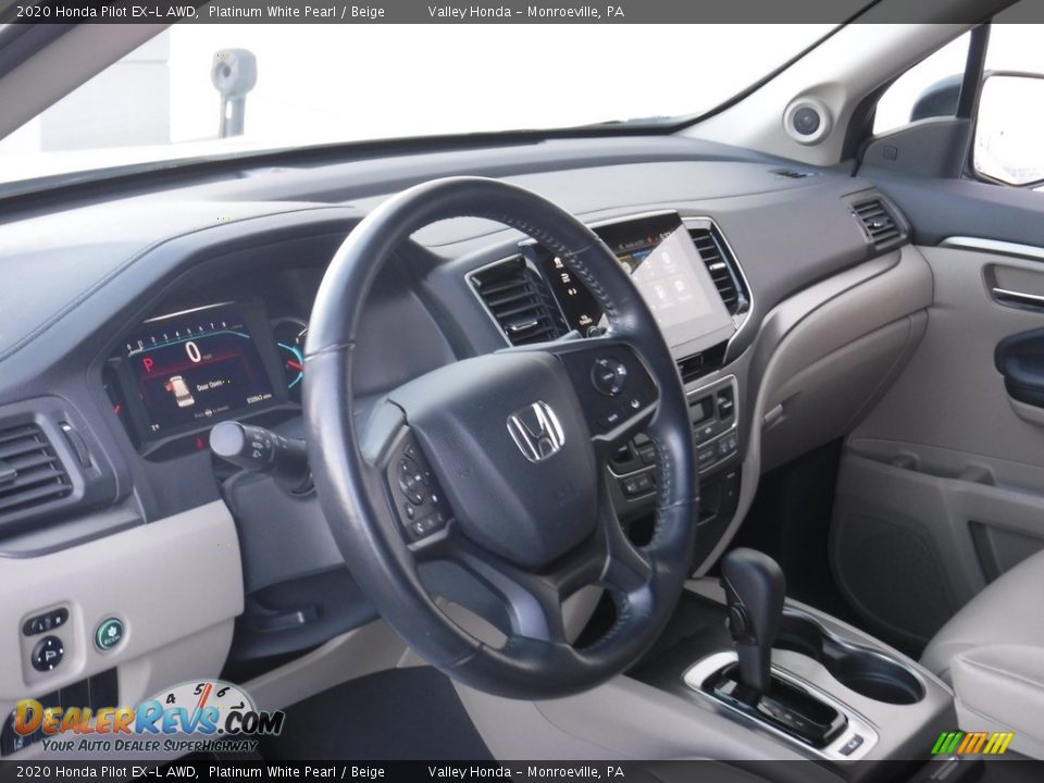 2020 Honda Pilot EX-L AWD Platinum White Pearl / Beige Photo #12