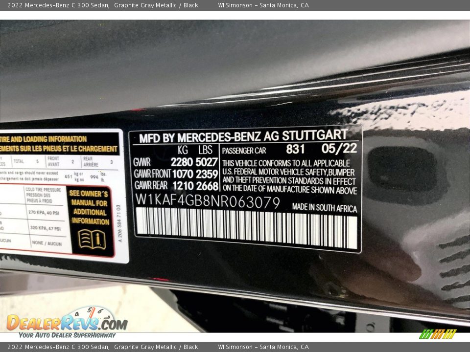 2022 Mercedes-Benz C 300 Sedan Graphite Gray Metallic / Black Photo #11