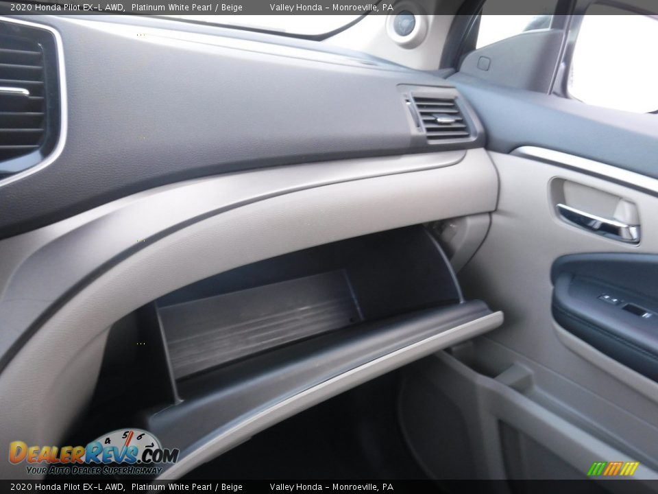2020 Honda Pilot EX-L AWD Platinum White Pearl / Beige Photo #27