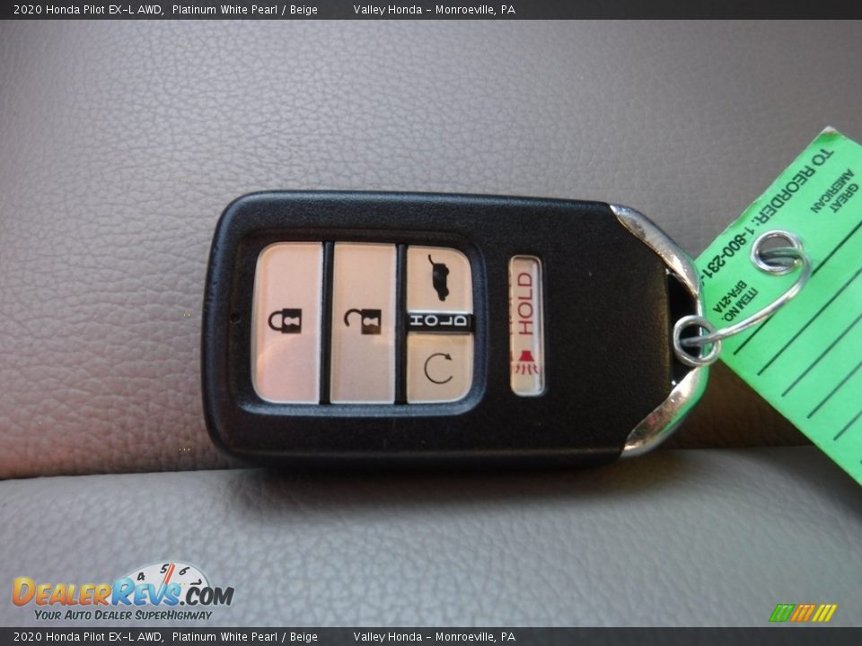 2020 Honda Pilot EX-L AWD Platinum White Pearl / Beige Photo #34