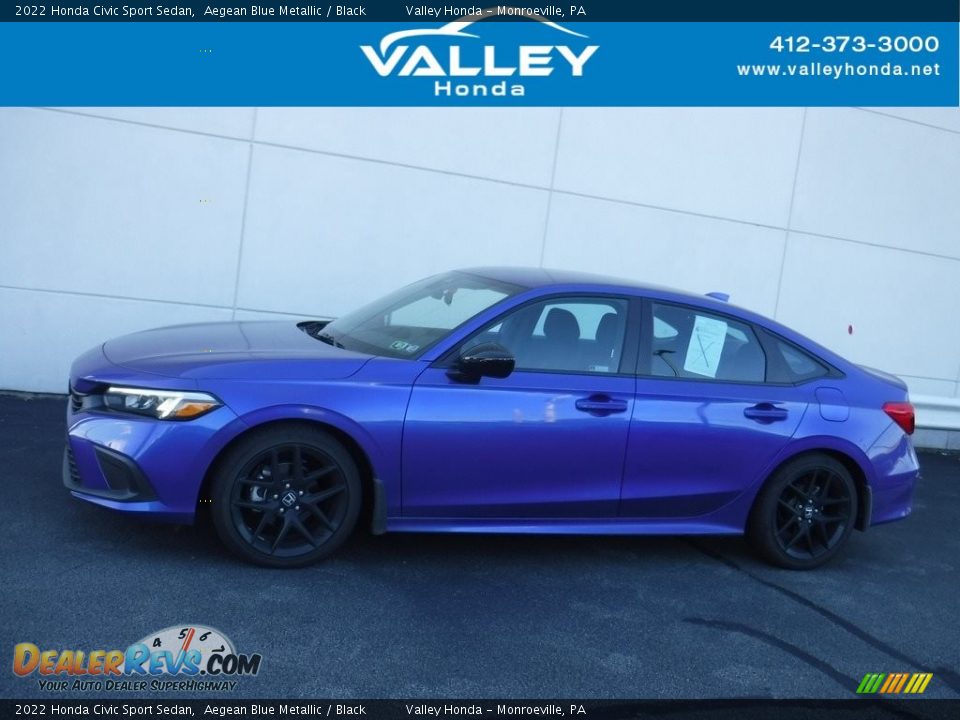 2022 Honda Civic Sport Sedan Aegean Blue Metallic / Black Photo #2
