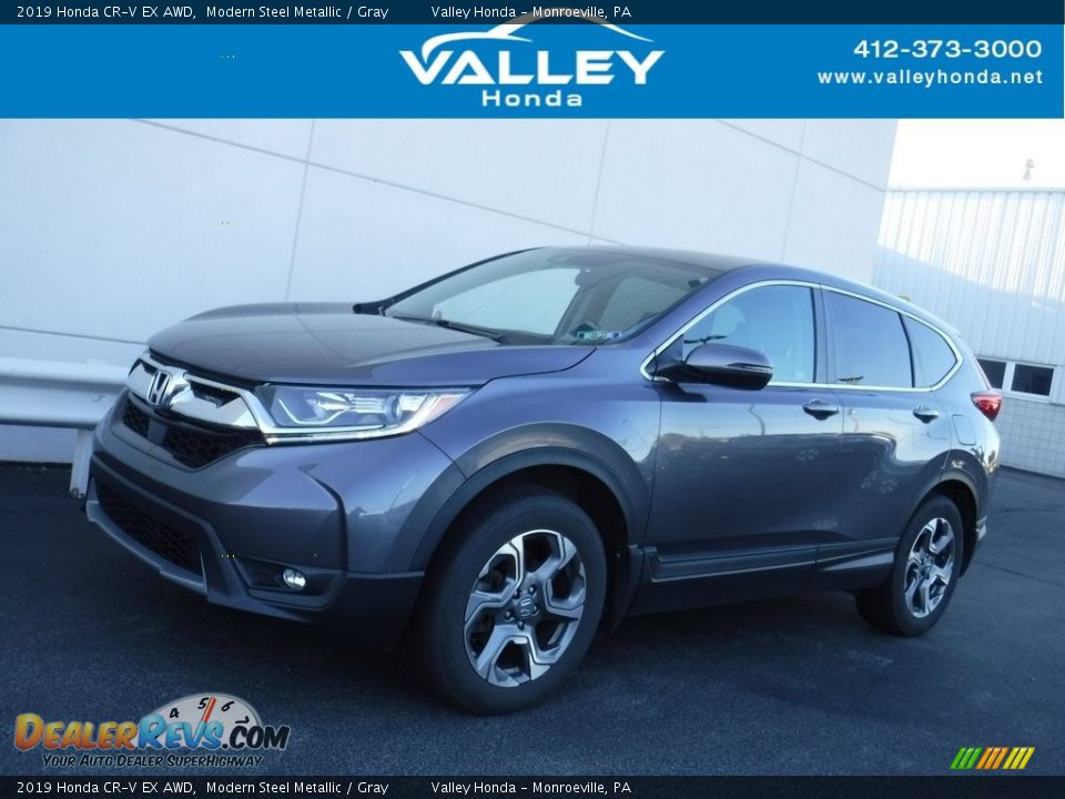 2019 Honda CR-V EX AWD Modern Steel Metallic / Gray Photo #1