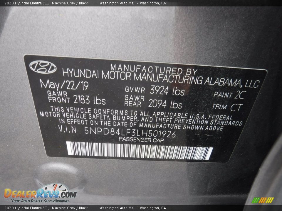 2020 Hyundai Elantra SEL Machine Gray / Black Photo #27