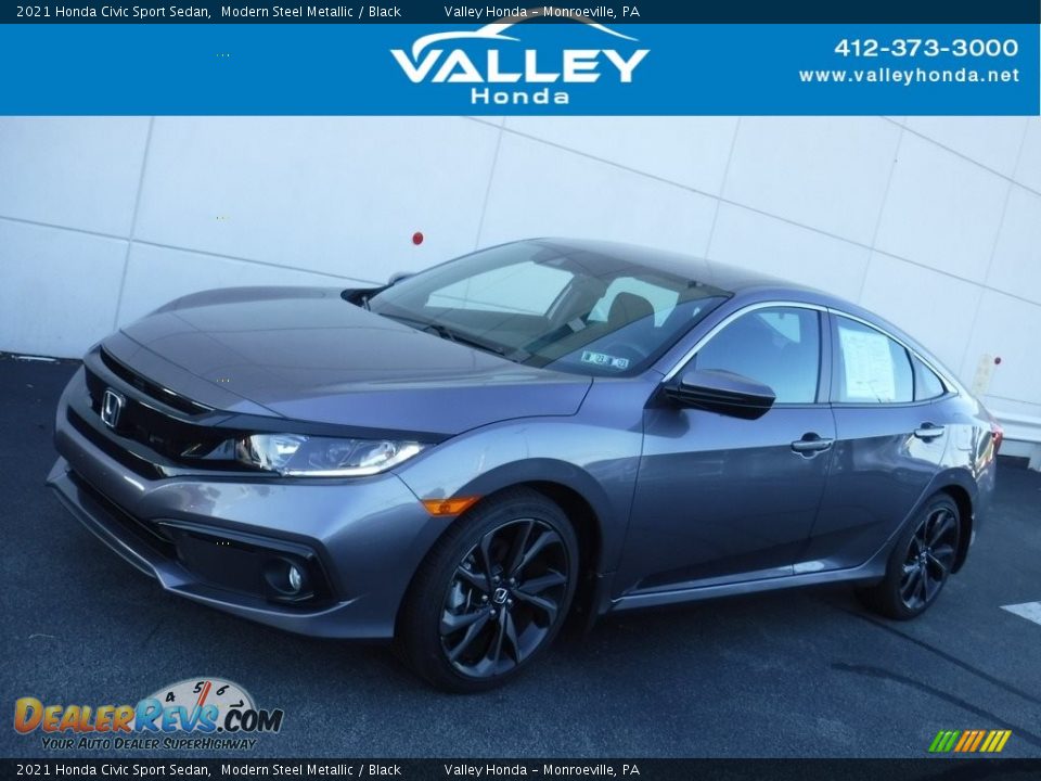 2021 Honda Civic Sport Sedan Modern Steel Metallic / Black Photo #1