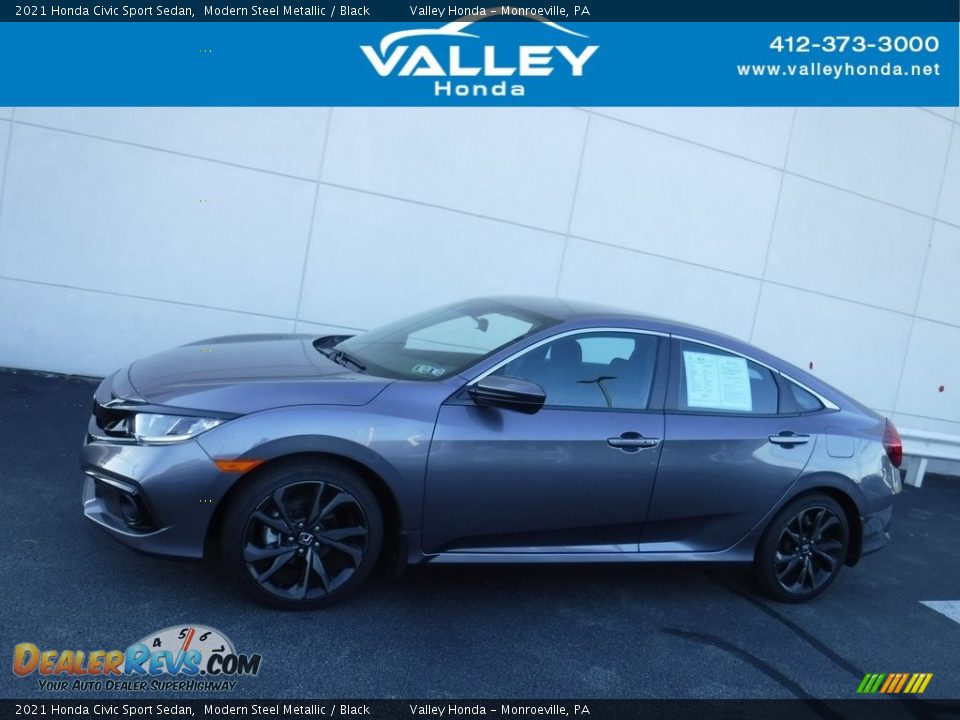 2021 Honda Civic Sport Sedan Modern Steel Metallic / Black Photo #2
