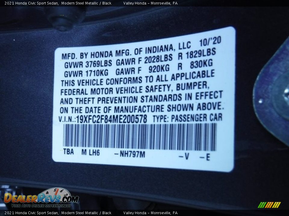 2021 Honda Civic Sport Sedan Modern Steel Metallic / Black Photo #32