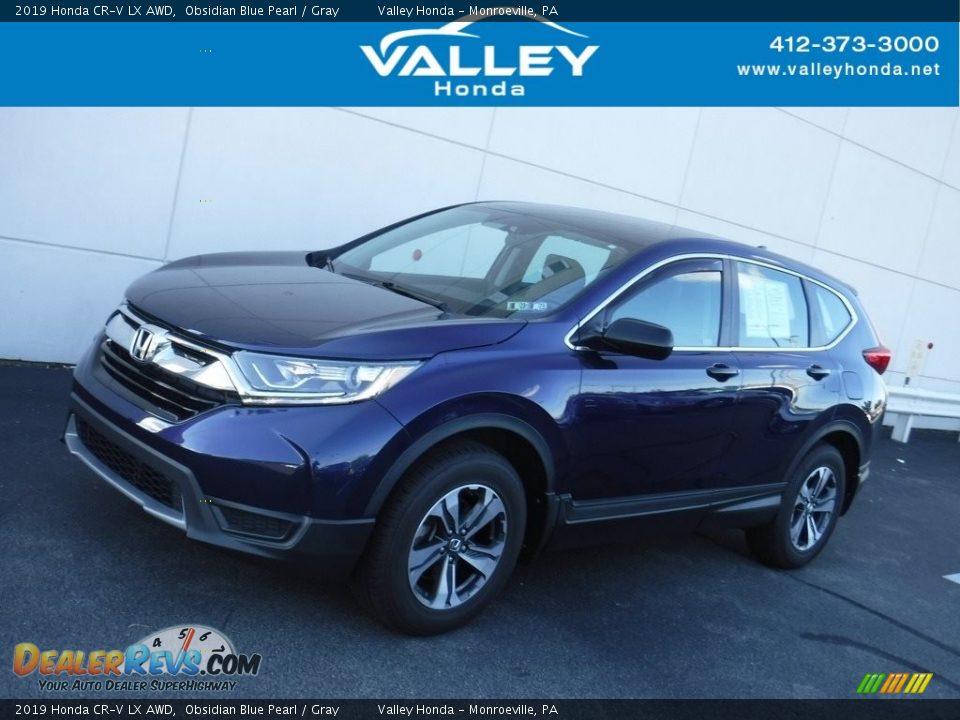 2019 Honda CR-V LX AWD Obsidian Blue Pearl / Gray Photo #1