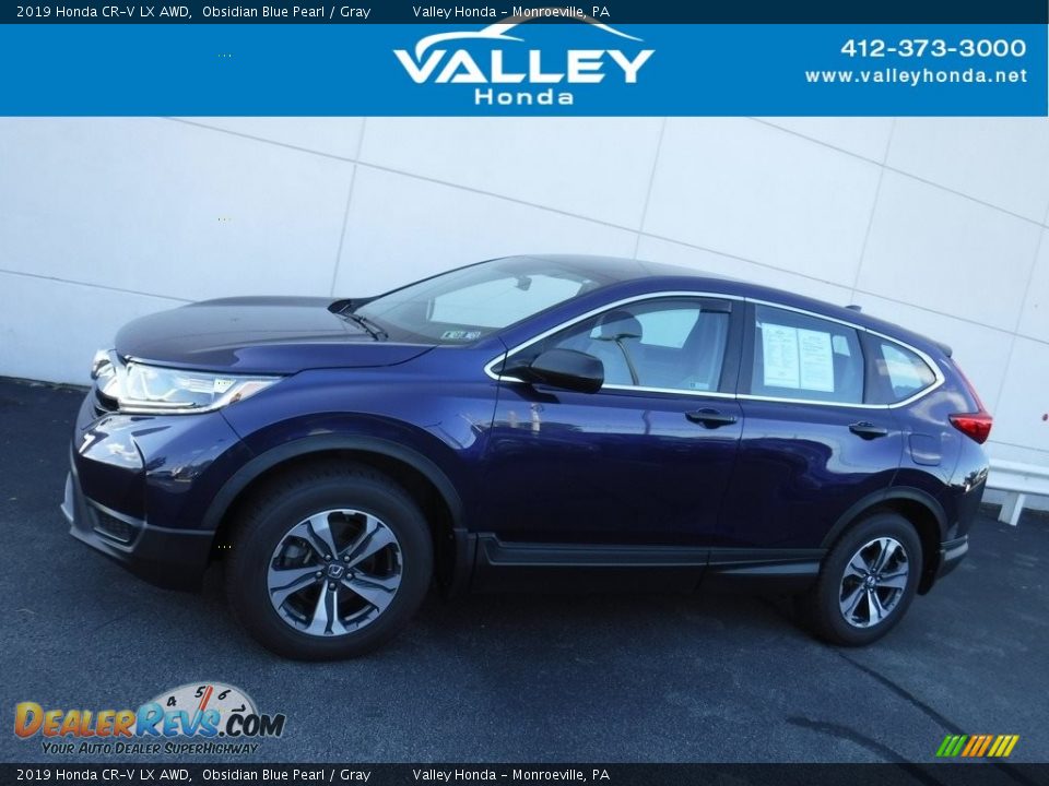 2019 Honda CR-V LX AWD Obsidian Blue Pearl / Gray Photo #2