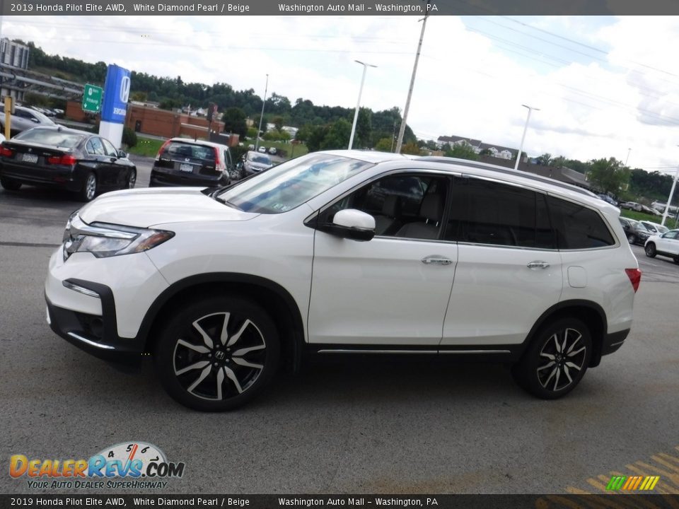 2019 Honda Pilot Elite AWD White Diamond Pearl / Beige Photo #6