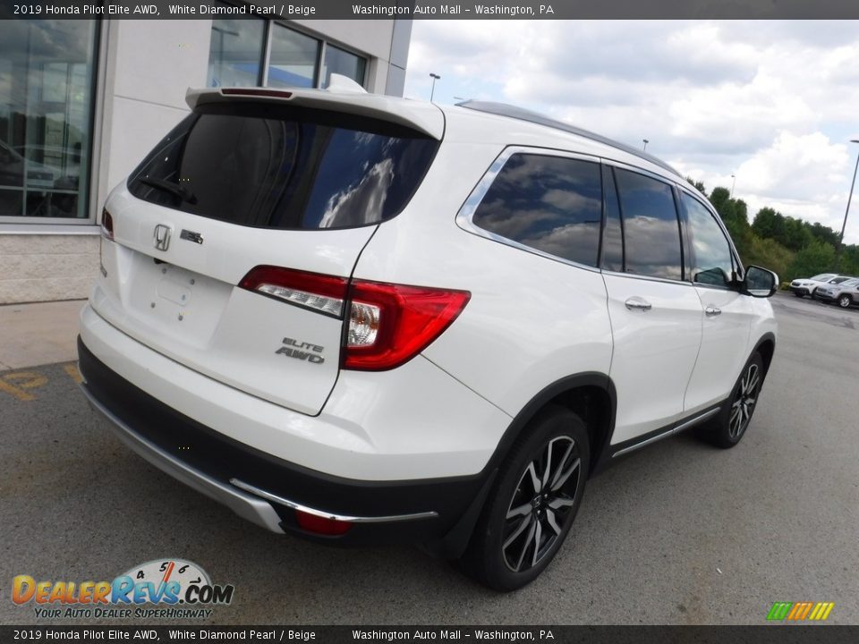 2019 Honda Pilot Elite AWD White Diamond Pearl / Beige Photo #8