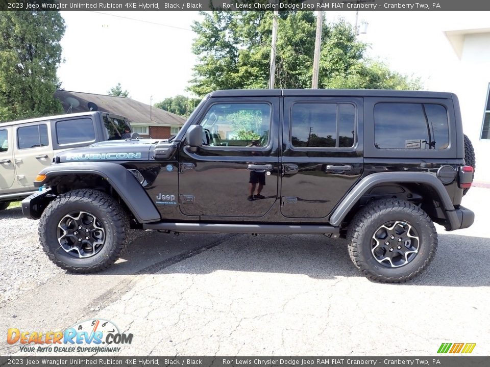 Black 2023 Jeep Wrangler Unlimited Rubicon 4XE Hybrid Photo #2