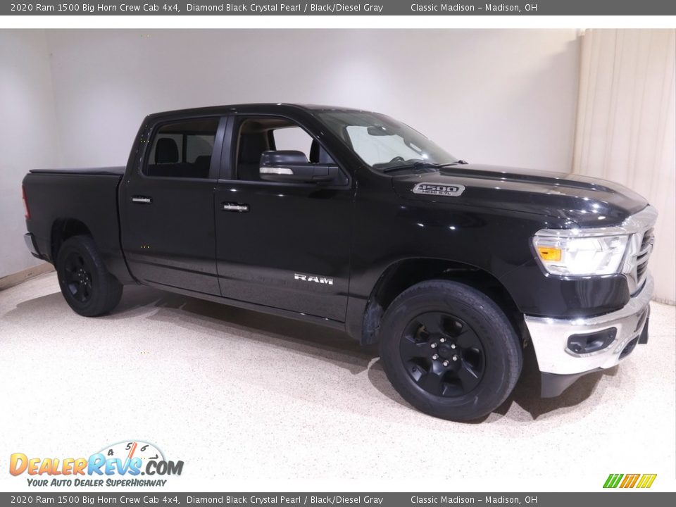 2020 Ram 1500 Big Horn Crew Cab 4x4 Diamond Black Crystal Pearl / Black/Diesel Gray Photo #1