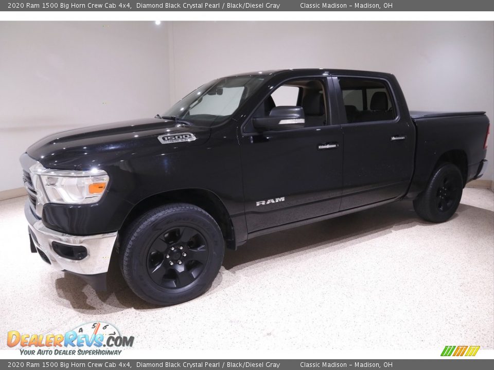 2020 Ram 1500 Big Horn Crew Cab 4x4 Diamond Black Crystal Pearl / Black/Diesel Gray Photo #3