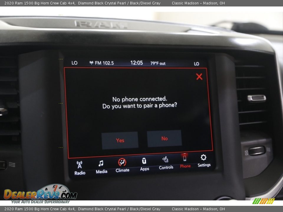 2020 Ram 1500 Big Horn Crew Cab 4x4 Diamond Black Crystal Pearl / Black/Diesel Gray Photo #13