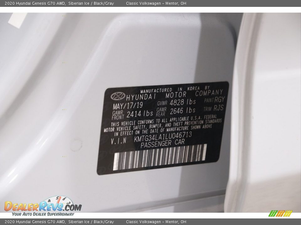 2020 Hyundai Genesis G70 AWD Siberian Ice / Black/Gray Photo #21