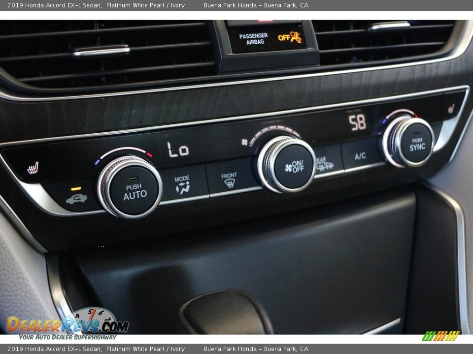 2019 Honda Accord EX-L Sedan Platinum White Pearl / Ivory Photo #23