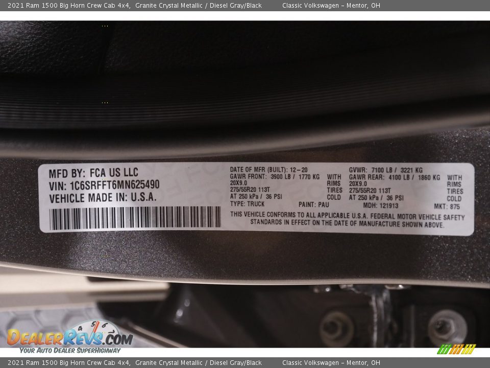 2021 Ram 1500 Big Horn Crew Cab 4x4 Granite Crystal Metallic / Diesel Gray/Black Photo #24