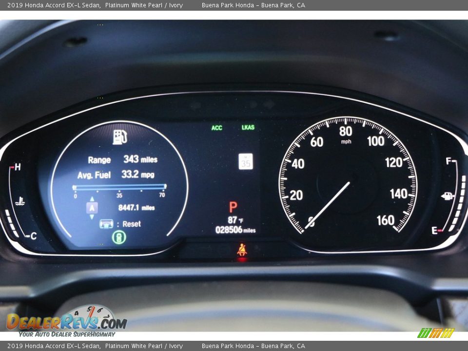 2019 Honda Accord EX-L Sedan Platinum White Pearl / Ivory Photo #30