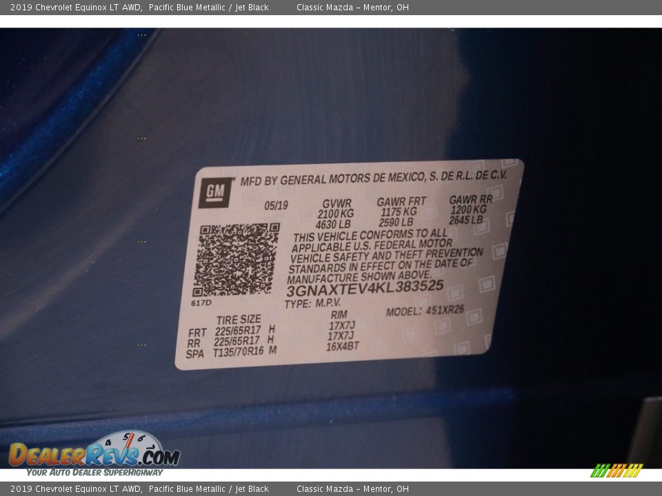 2019 Chevrolet Equinox LT AWD Pacific Blue Metallic / Jet Black Photo #22