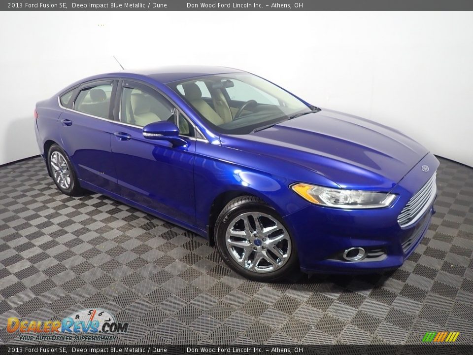 2013 Ford Fusion SE Deep Impact Blue Metallic / Dune Photo #2