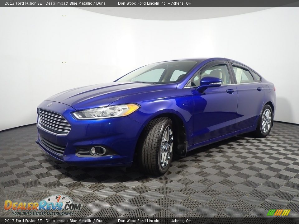 2013 Ford Fusion SE Deep Impact Blue Metallic / Dune Photo #7