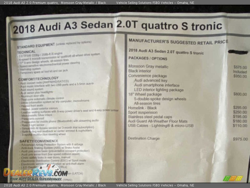 2018 Audi A3 2.0 Premium quattro Monsoon Gray Metallic / Black Photo #24