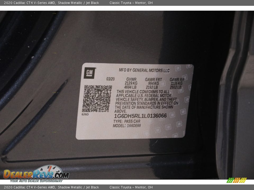 2020 Cadillac CT4 V-Series AWD Shadow Metallic / Jet Black Photo #22