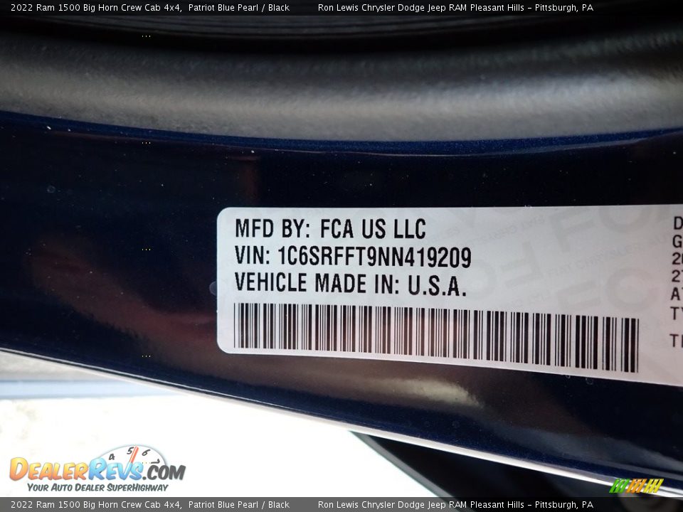 2022 Ram 1500 Big Horn Crew Cab 4x4 Patriot Blue Pearl / Black Photo #15
