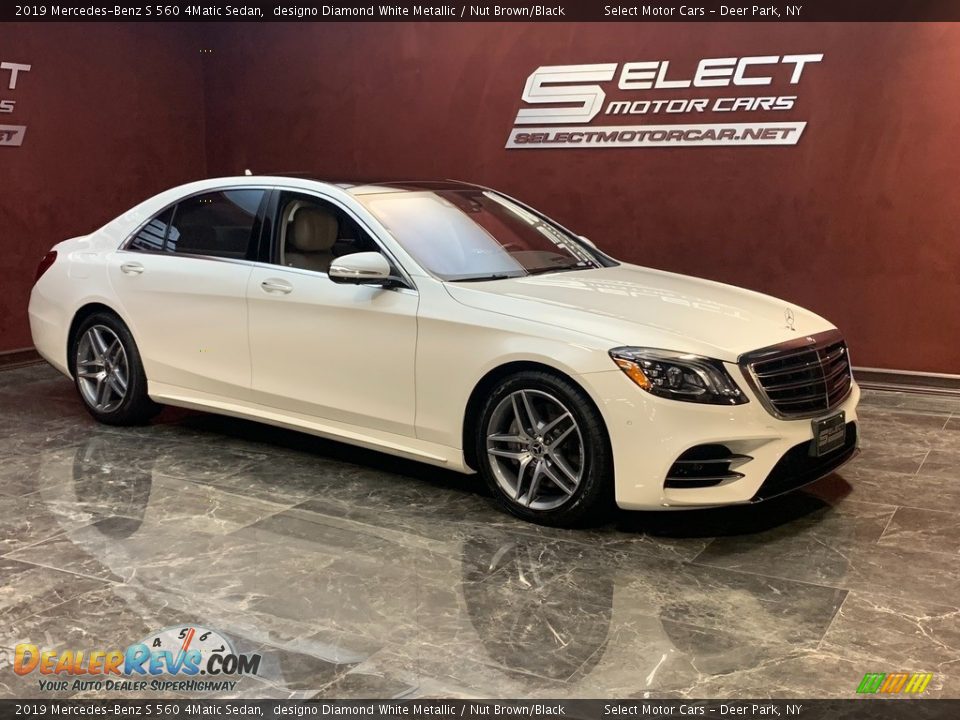 2019 Mercedes-Benz S 560 4Matic Sedan designo Diamond White Metallic / Nut Brown/Black Photo #2