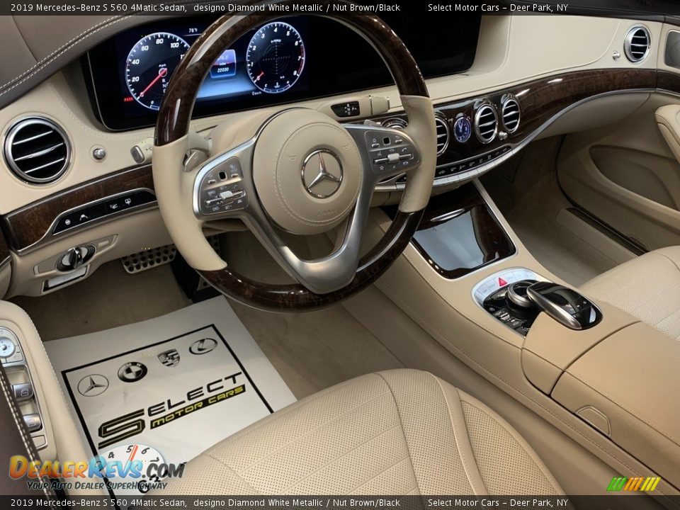2019 Mercedes-Benz S 560 4Matic Sedan designo Diamond White Metallic / Nut Brown/Black Photo #8