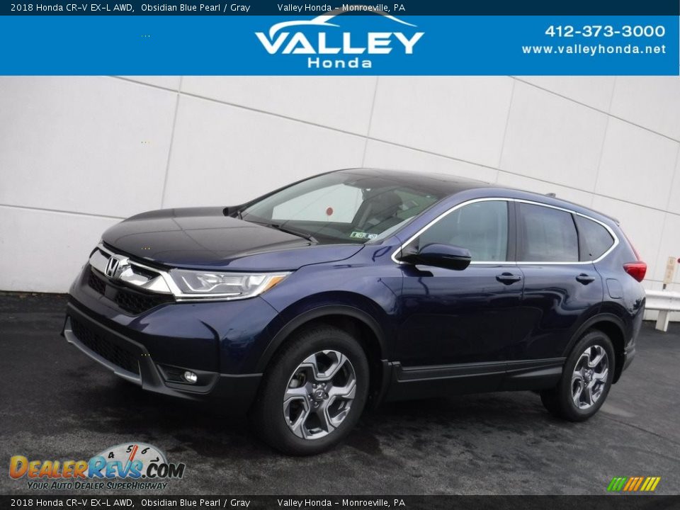 2018 Honda CR-V EX-L AWD Obsidian Blue Pearl / Gray Photo #1