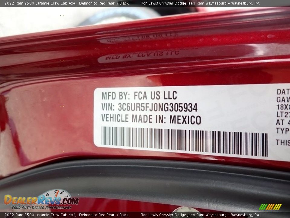 2022 Ram 2500 Laramie Crew Cab 4x4 Delmonico Red Pearl / Black Photo #14