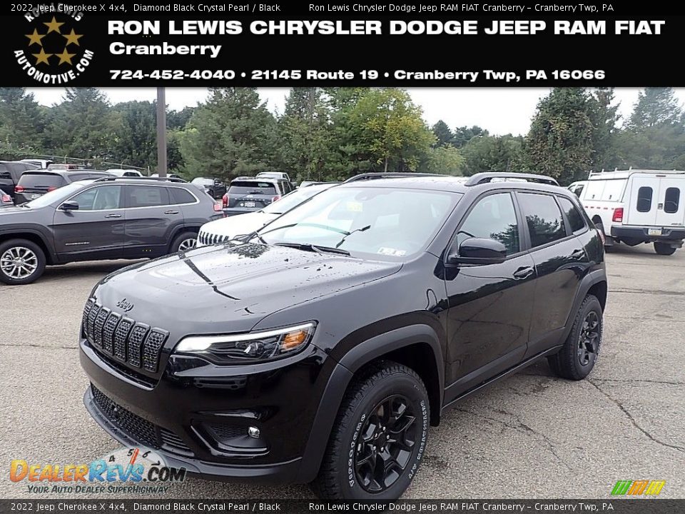 2022 Jeep Cherokee X 4x4 Diamond Black Crystal Pearl / Black Photo #1