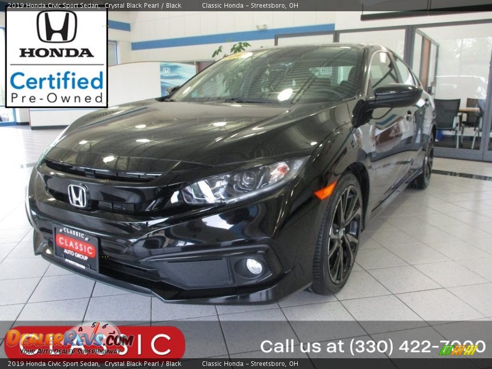 2019 Honda Civic Sport Sedan Crystal Black Pearl / Black Photo #1