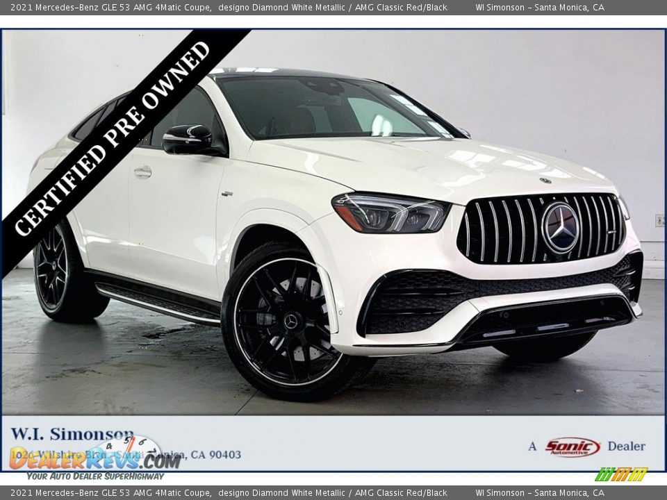 2021 Mercedes-Benz GLE 53 AMG 4Matic Coupe designo Diamond White Metallic / AMG Classic Red/Black Photo #1