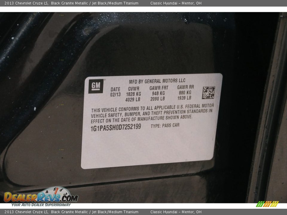 2013 Chevrolet Cruze LS Black Granite Metallic / Jet Black/Medium Titanium Photo #16