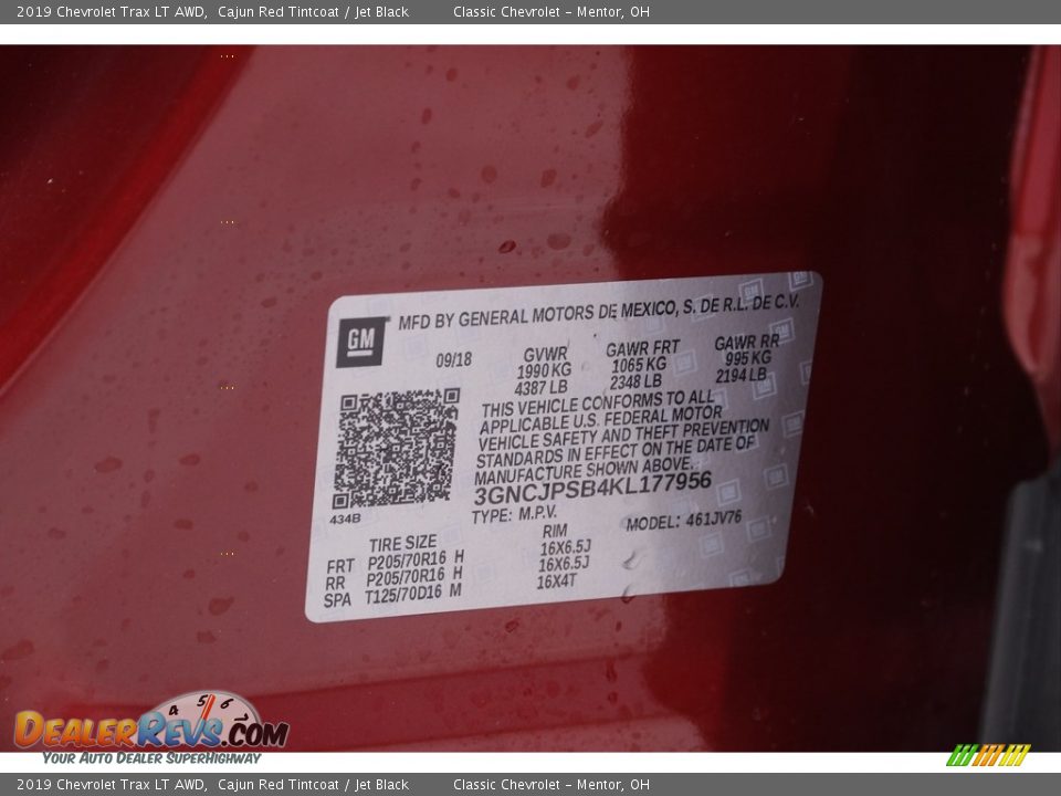2019 Chevrolet Trax LT AWD Cajun Red Tintcoat / Jet Black Photo #19