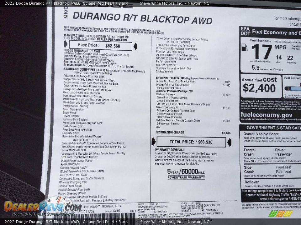 2022 Dodge Durango R/T Blacktop AWD Octane Red Pearl / Black Photo #31