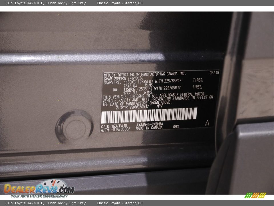 2019 Toyota RAV4 XLE Lunar Rock / Light Gray Photo #21