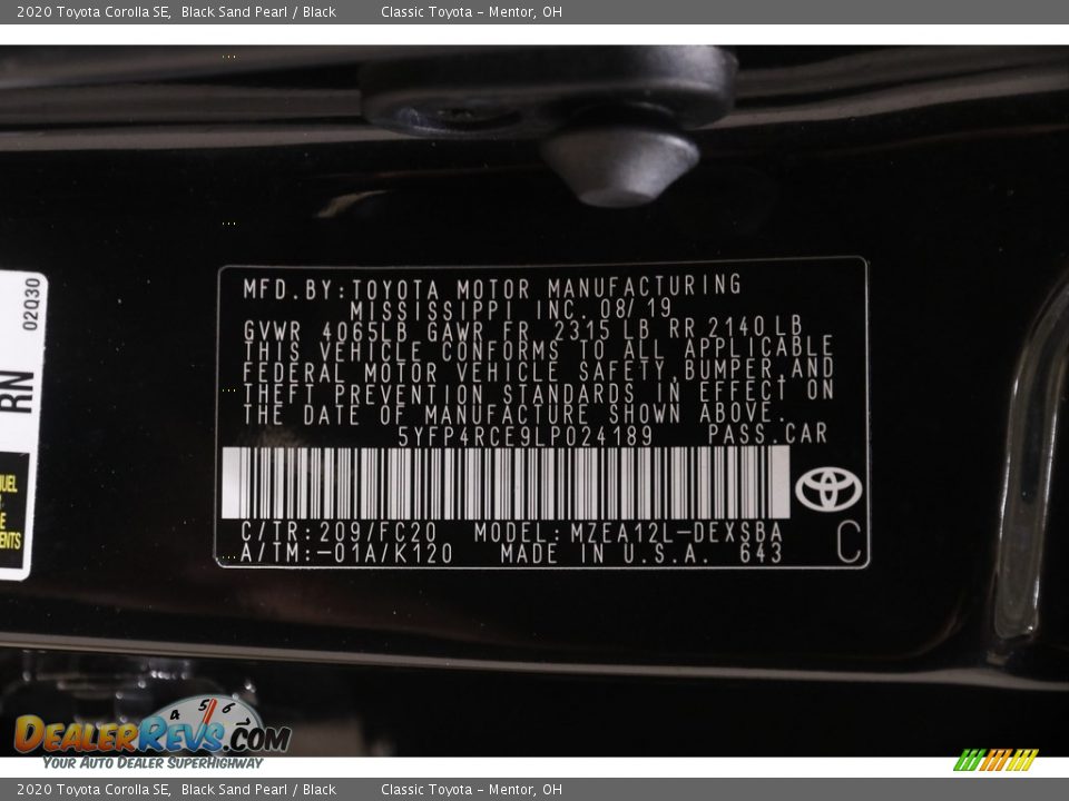 2020 Toyota Corolla SE Black Sand Pearl / Black Photo #20