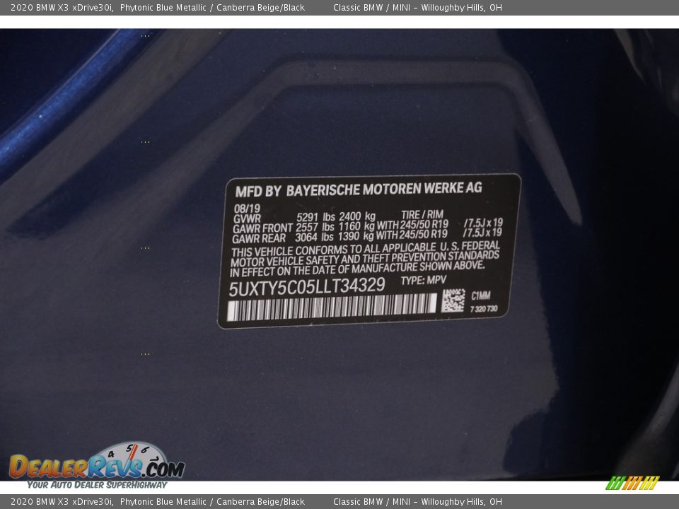 2020 BMW X3 xDrive30i Phytonic Blue Metallic / Canberra Beige/Black Photo #24