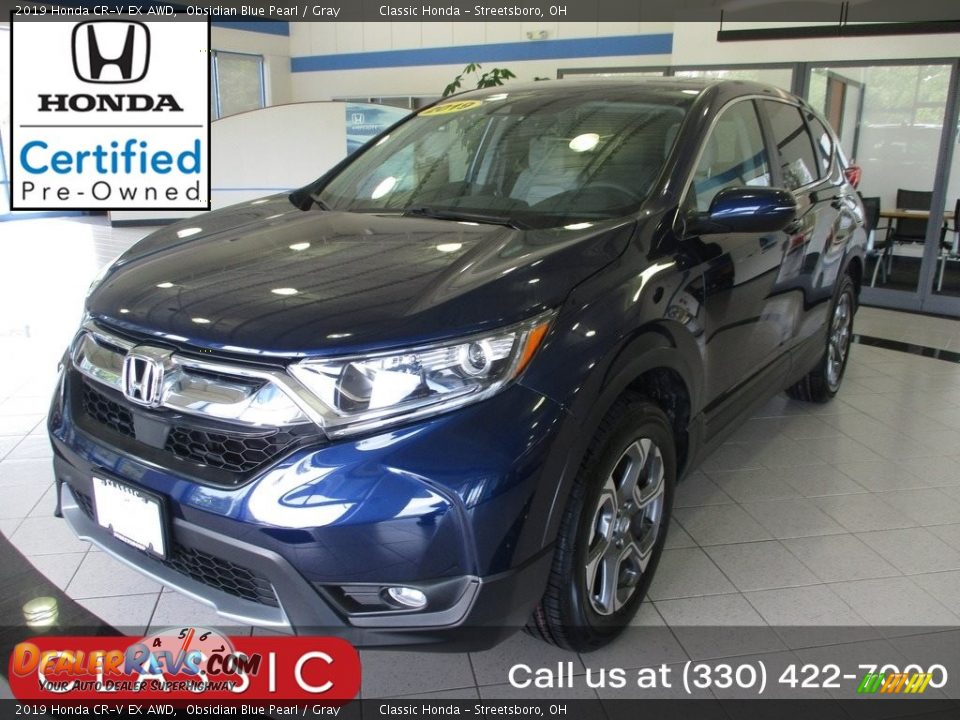 2019 Honda CR-V EX AWD Obsidian Blue Pearl / Gray Photo #1