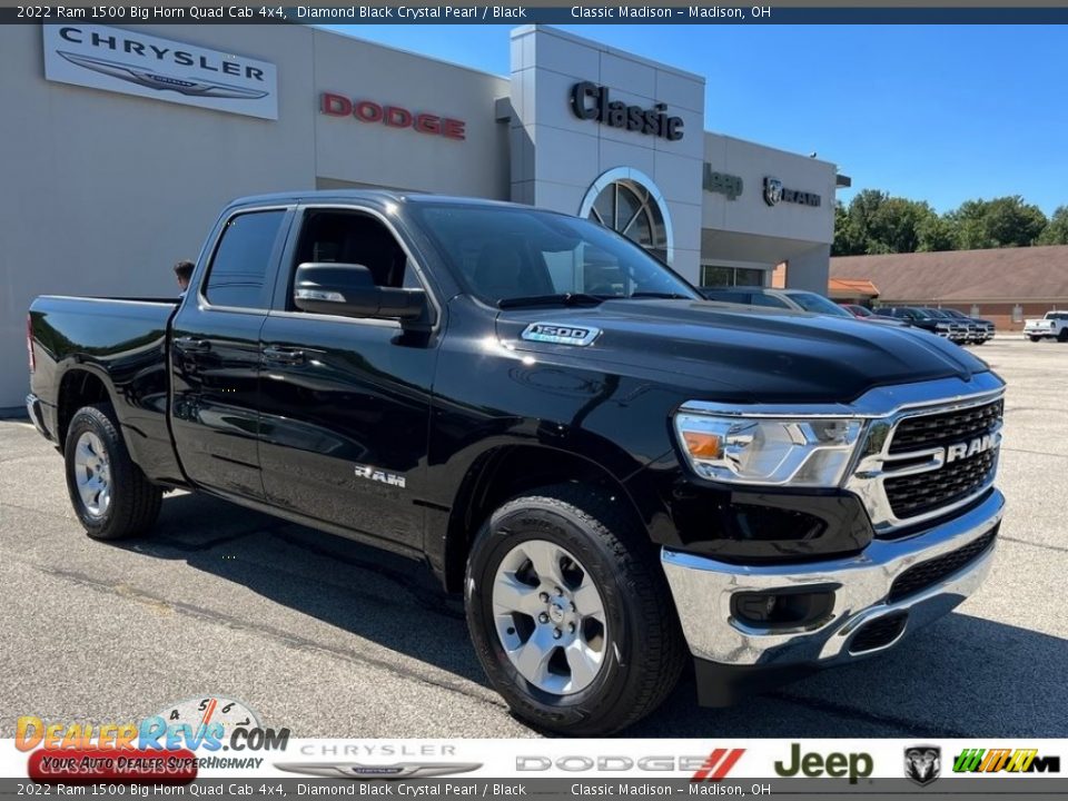 2022 Ram 1500 Big Horn Quad Cab 4x4 Diamond Black Crystal Pearl / Black Photo #1