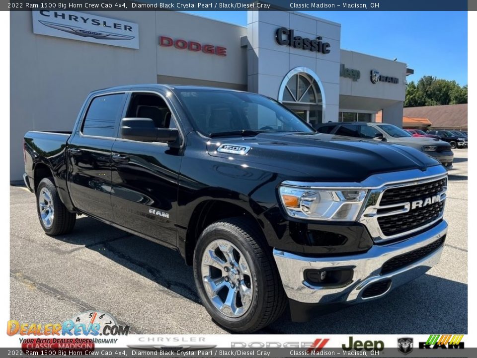 2022 Ram 1500 Big Horn Crew Cab 4x4 Diamond Black Crystal Pearl / Black/Diesel Gray Photo #1