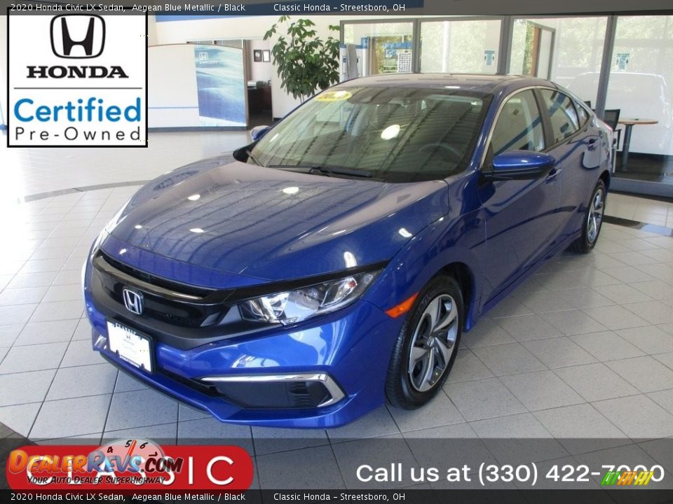 2020 Honda Civic LX Sedan Aegean Blue Metallic / Black Photo #1