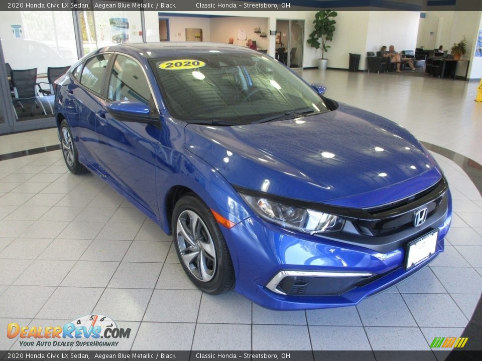 2020 Honda Civic LX Sedan Aegean Blue Metallic / Black Photo #3