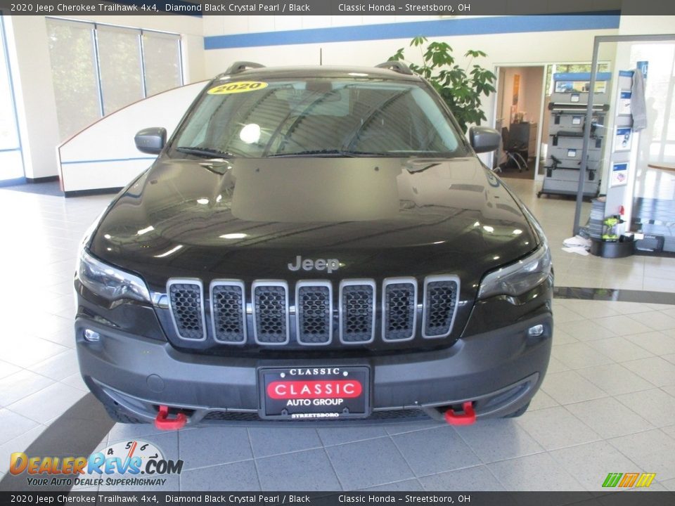 2020 Jeep Cherokee Trailhawk 4x4 Diamond Black Crystal Pearl / Black Photo #2