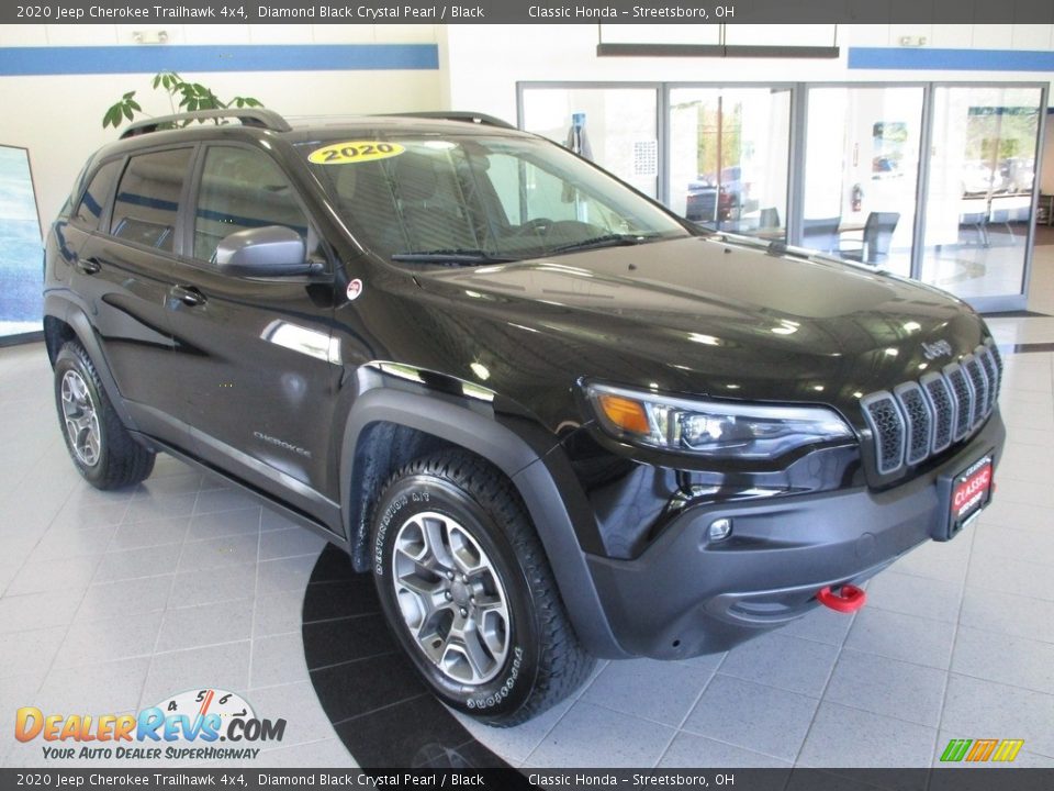 2020 Jeep Cherokee Trailhawk 4x4 Diamond Black Crystal Pearl / Black Photo #3