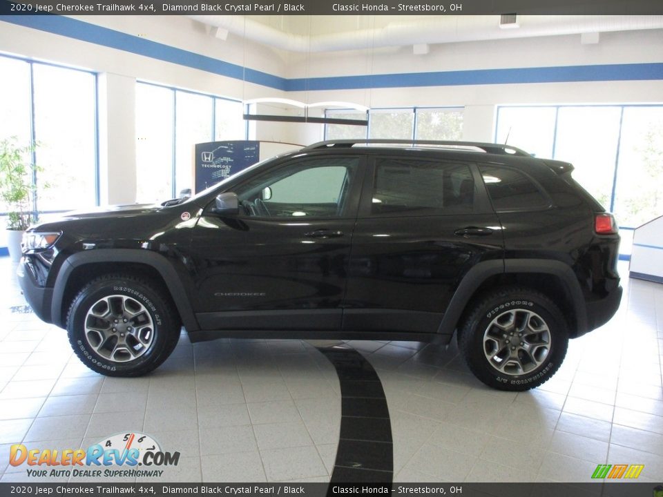 2020 Jeep Cherokee Trailhawk 4x4 Diamond Black Crystal Pearl / Black Photo #11