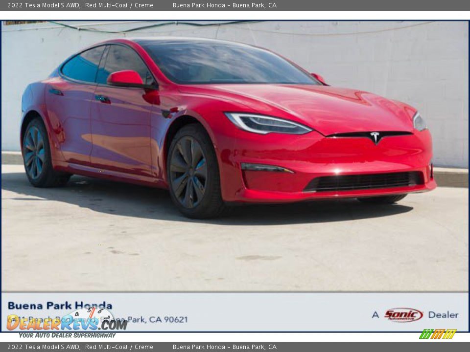 2022 Tesla Model S AWD Red Multi-Coat / Creme Photo #1